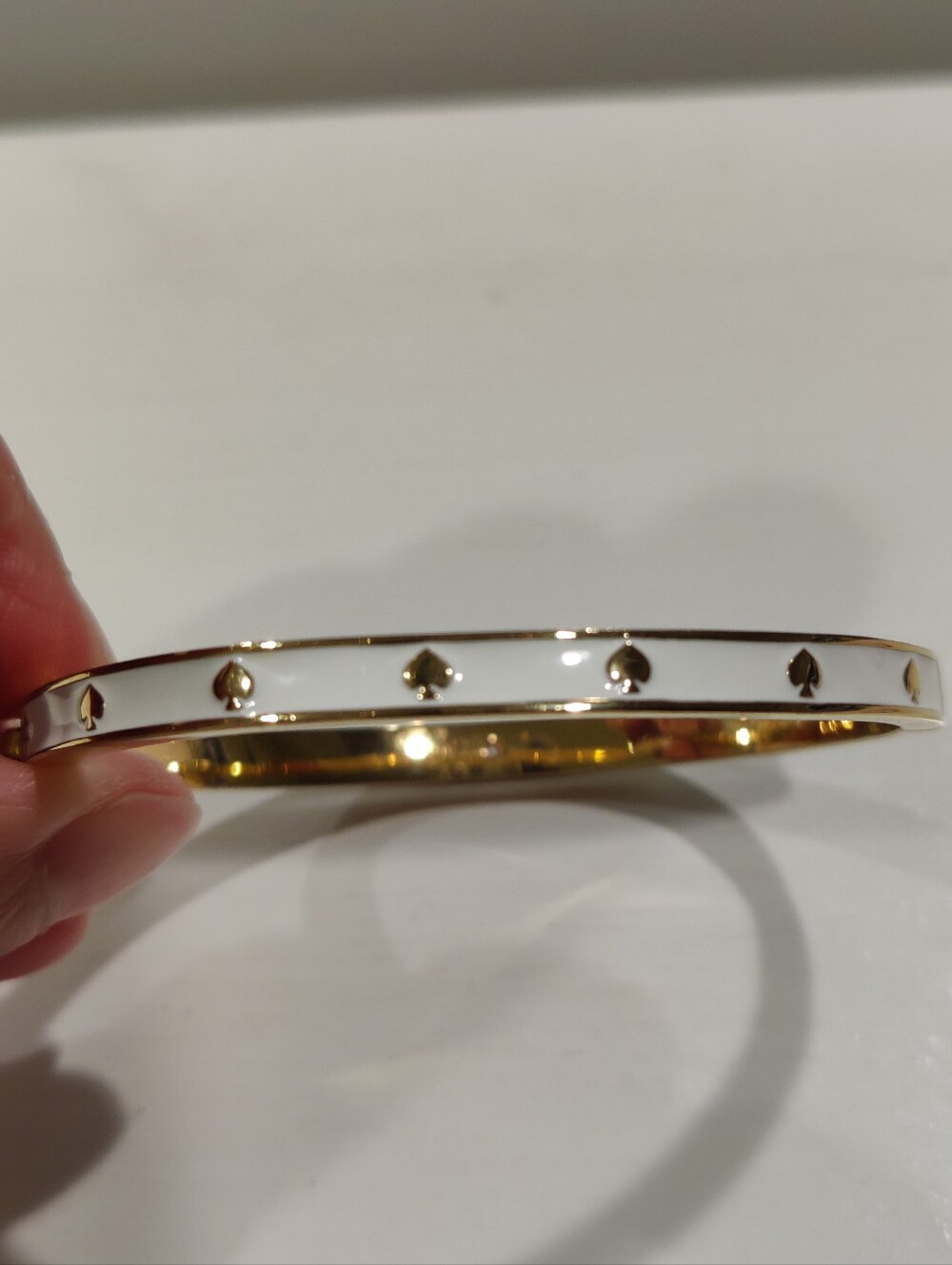 Kate Spade Thin White Gold Enameled Bangle Bracelet - Picture 2 of 4